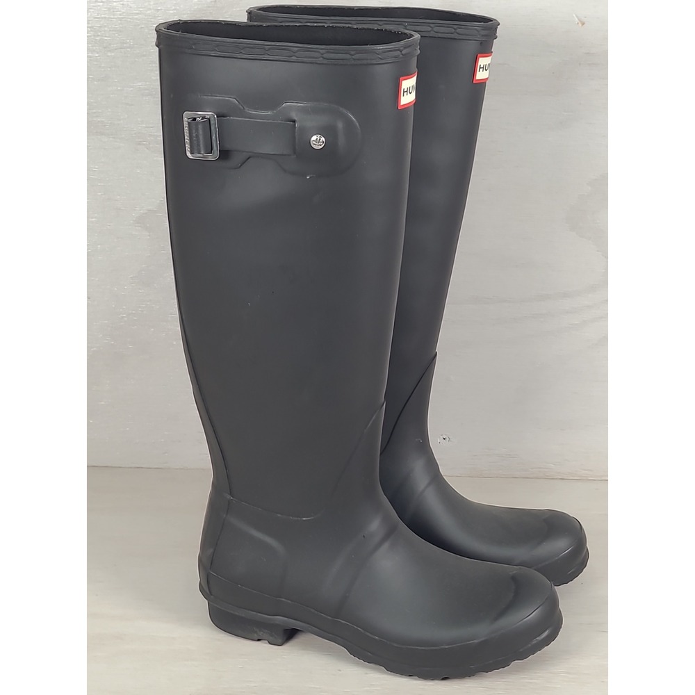 Hunter Original Tall Matte Black Rubber Rain Boots Women Size 6 UK 4 EUR 37